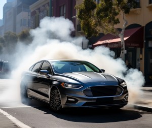 Ford Fusion with smoke from trunk